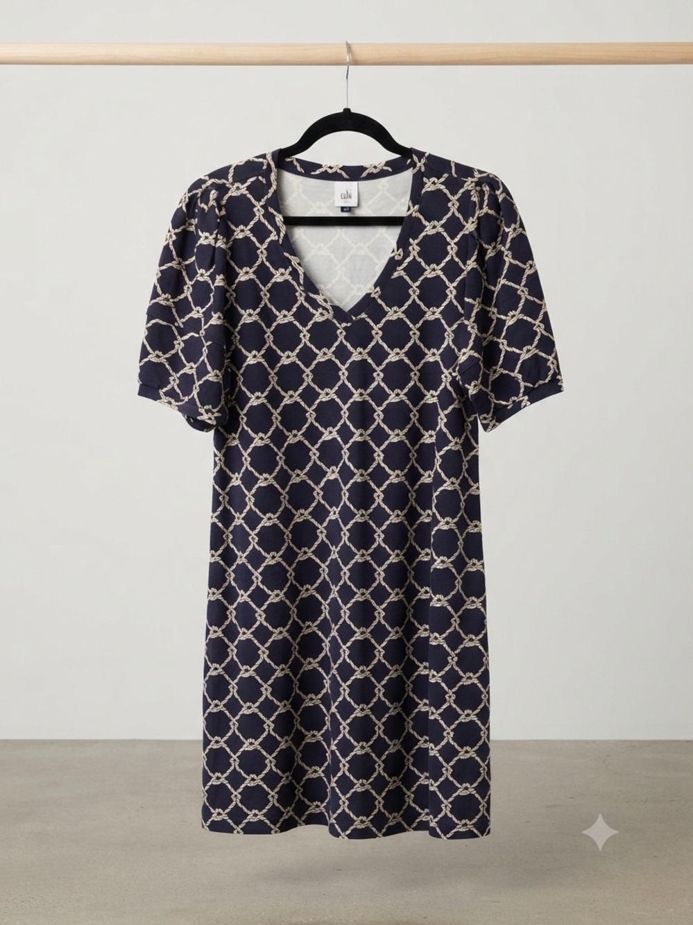 Cabi Navy Chain-Print Dress